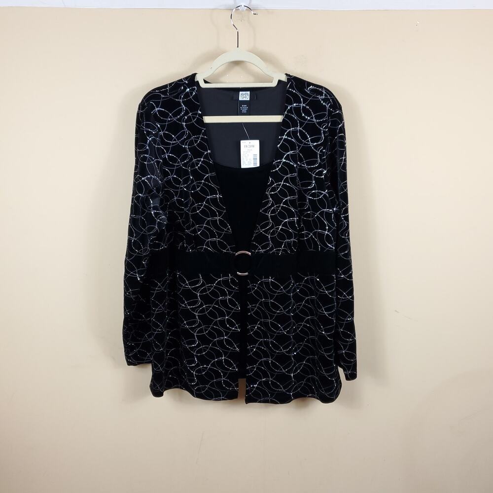 Studio 1940 Glitter Printed Velvet Blouse Size 18/20w